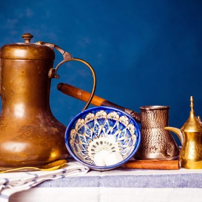 Closeup coffee beans arrangement