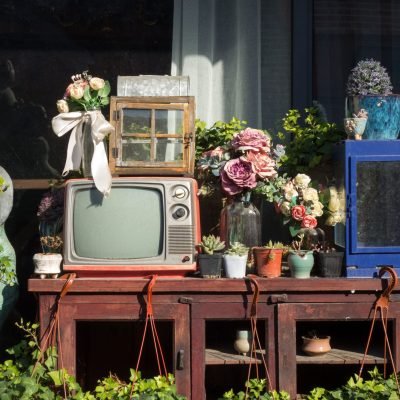 A group of old objects in the daylight